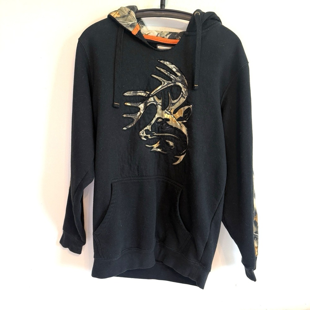 Mens Legendary Whitetails Outfitter Camo Hoodie Sz M Heavyweight Rugged Outdoors